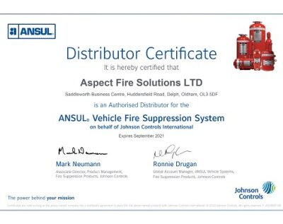 ANSUL Vehicle Systems Distributor Certificate_Final_ASPECT